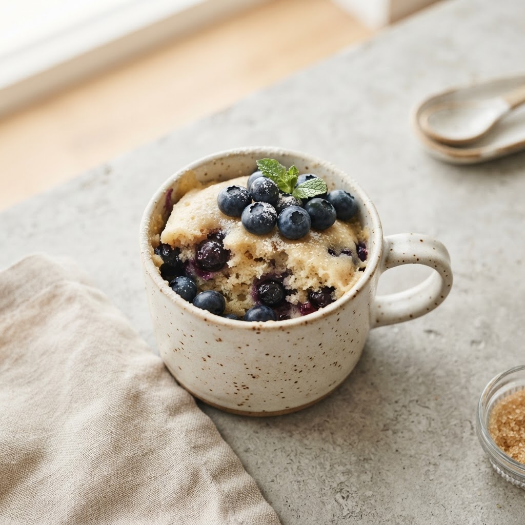 High Protein Blaubeer-Mikrowellen-Mugcake